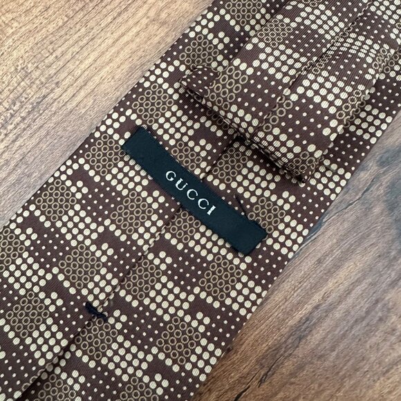 Gucci Silk Tie G Graphic Print Brown Color O/S - Picture 3 of 7
